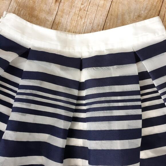 MODCLOTH Soiree Navy Stripe Full A-line Midi Skirt Retro - Picture 6 of 10